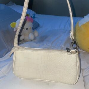 Croc white shoulder purse